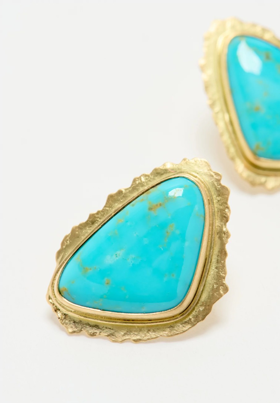 Greig Porter Earrings | 18K, Large Kingman Turquoise Posts