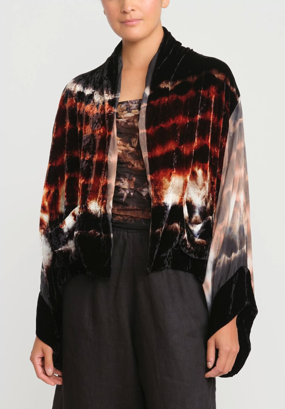 Gilda Midani Jackets | Pattern Dyed Silk Velvet Croissant Overtop In Chocolate Brown Row