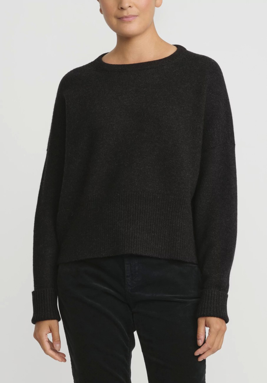 Lauren Manoogian Knitwear | Wool And Baby Alpaca Crewneck Sweater In Black Melange