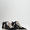 Golden Goose Sneakers | Suede, Leather And Glitter Mid Star Classic Sneaker In Black