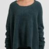 Rundholz Knitwear | Raccoon Hair Long Crewneck Sweater In Kobalt Green