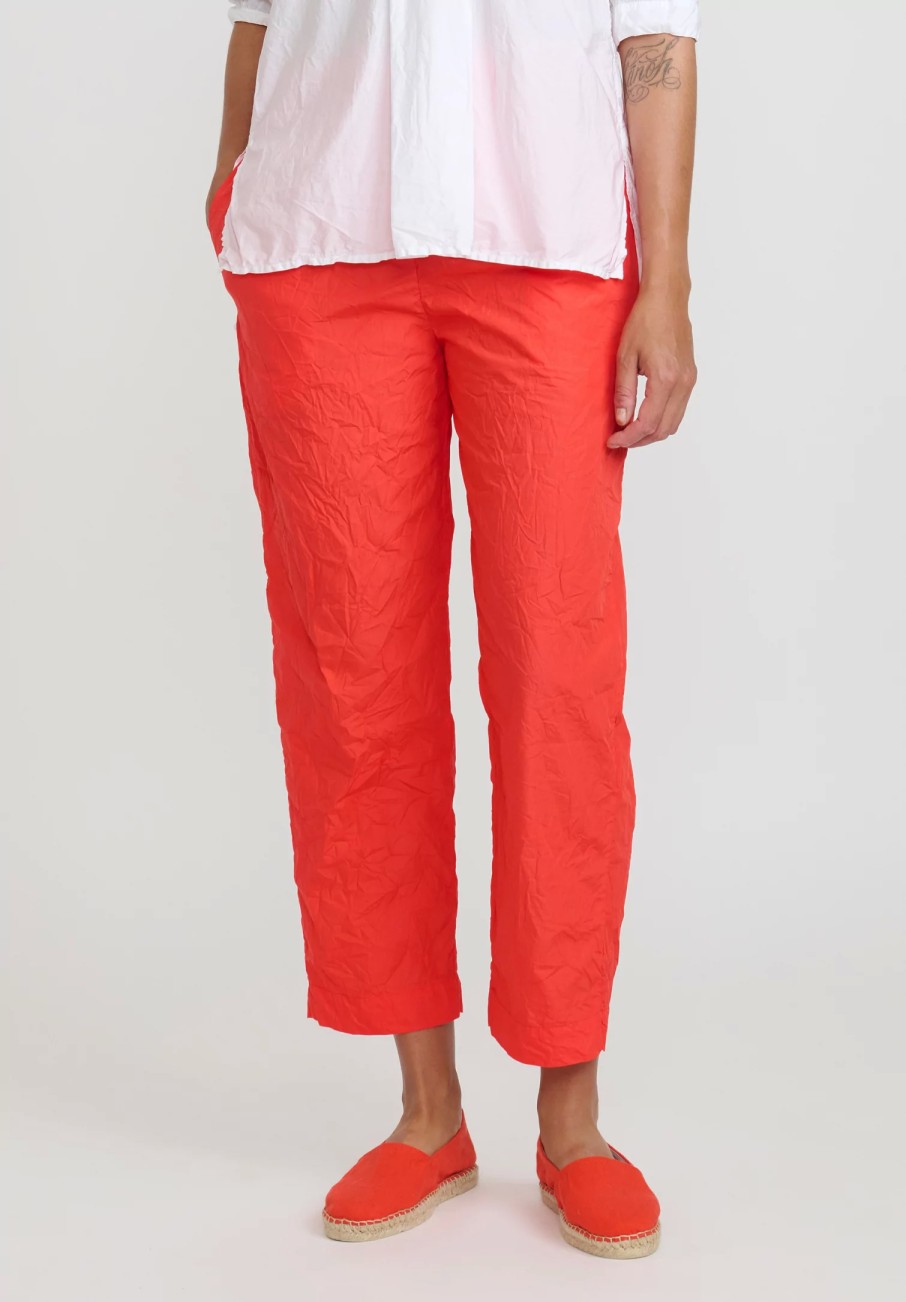 Daniela Gregis Pants | Washed Cotton Sigaretta Elastico Pants In Glow Red