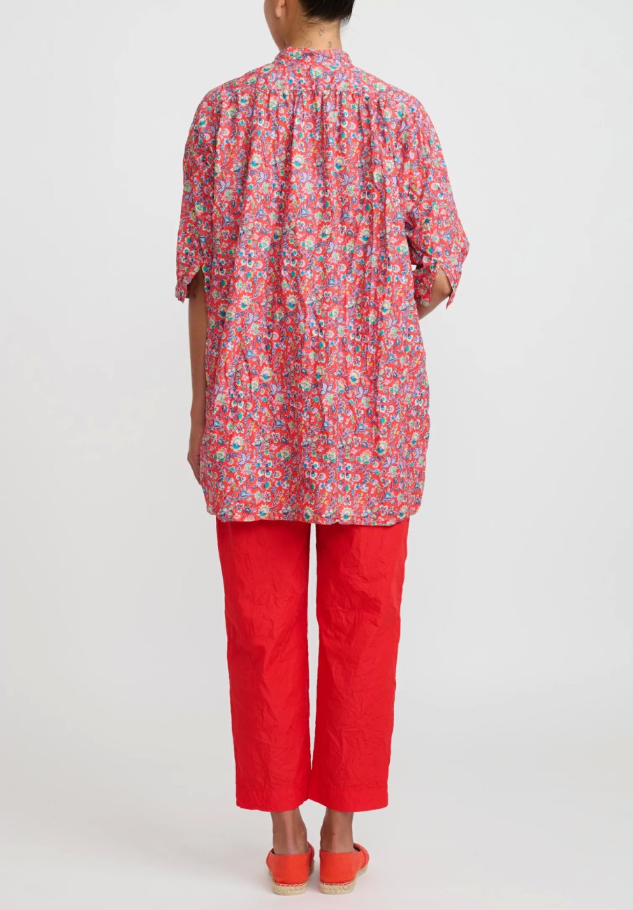 Daniela Gregis Pants | Light Weight Washed Cotton Sigaretta Elastico Pants In Rosso Red