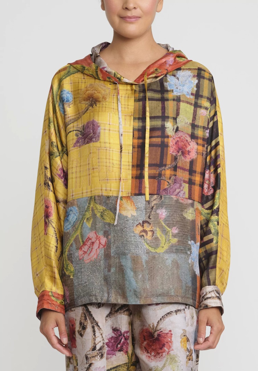 Bokja Tops | Silk Assemblage 22 Riverside Hoodie In Yellow, Orange & Green