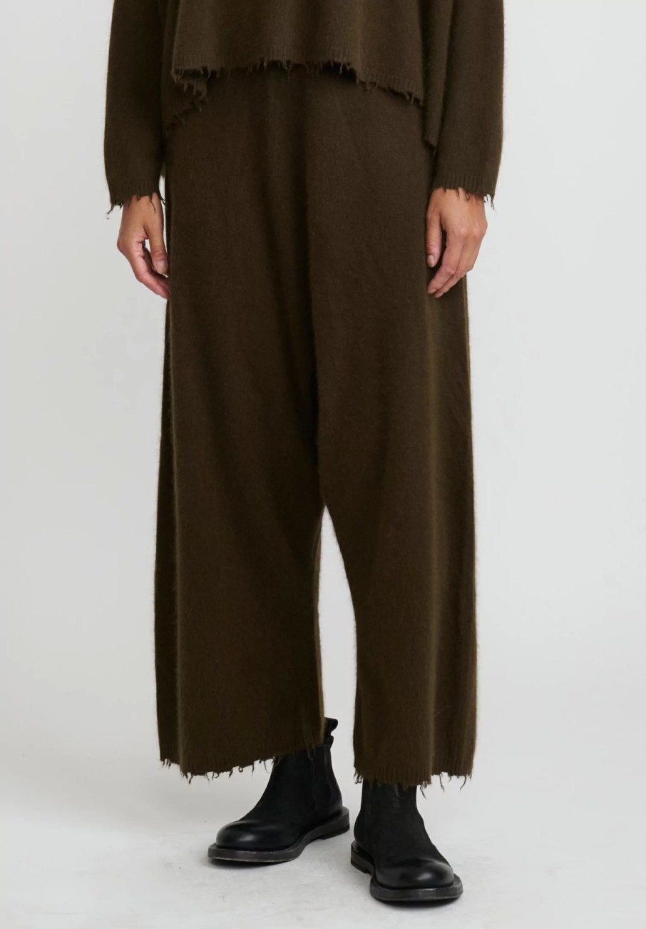 Rundholz Dip Pants | Wool And Raccoon Hair Drop Crotch Pants In Khaki Brown