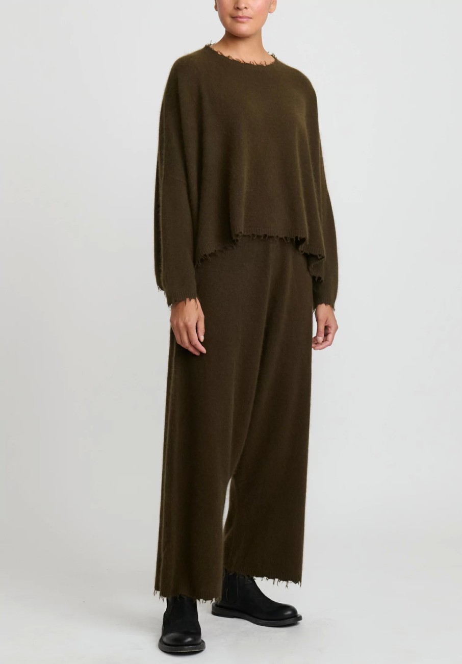 Rundholz Dip Pants | Wool And Raccoon Hair Drop Crotch Pants In Khaki Brown