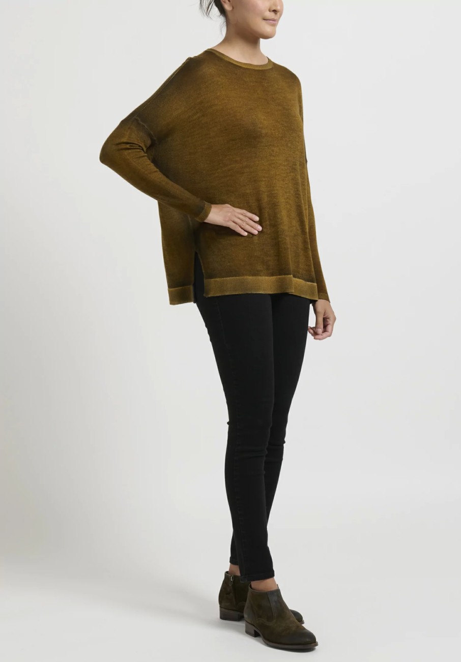 Avant Toi Knitwear | Hand-Painted Cashmere & Silk Barchetta Spacchi Sweater In Nero Cantharellus Brown