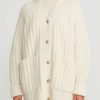 Lauren Manoogian Knitwear | Baby Alpaca Ribbed Saddle Cardigan In Raw White