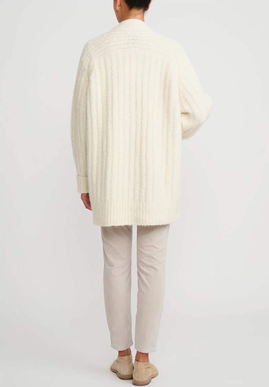 Lauren Manoogian Knitwear | Baby Alpaca Ribbed Saddle Cardigan In Raw White