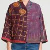 Mieko Mintz Jackets | 4-Layer Vintage Cotton Stand Collar Cropped Jacket In Purple, Gold & Cream