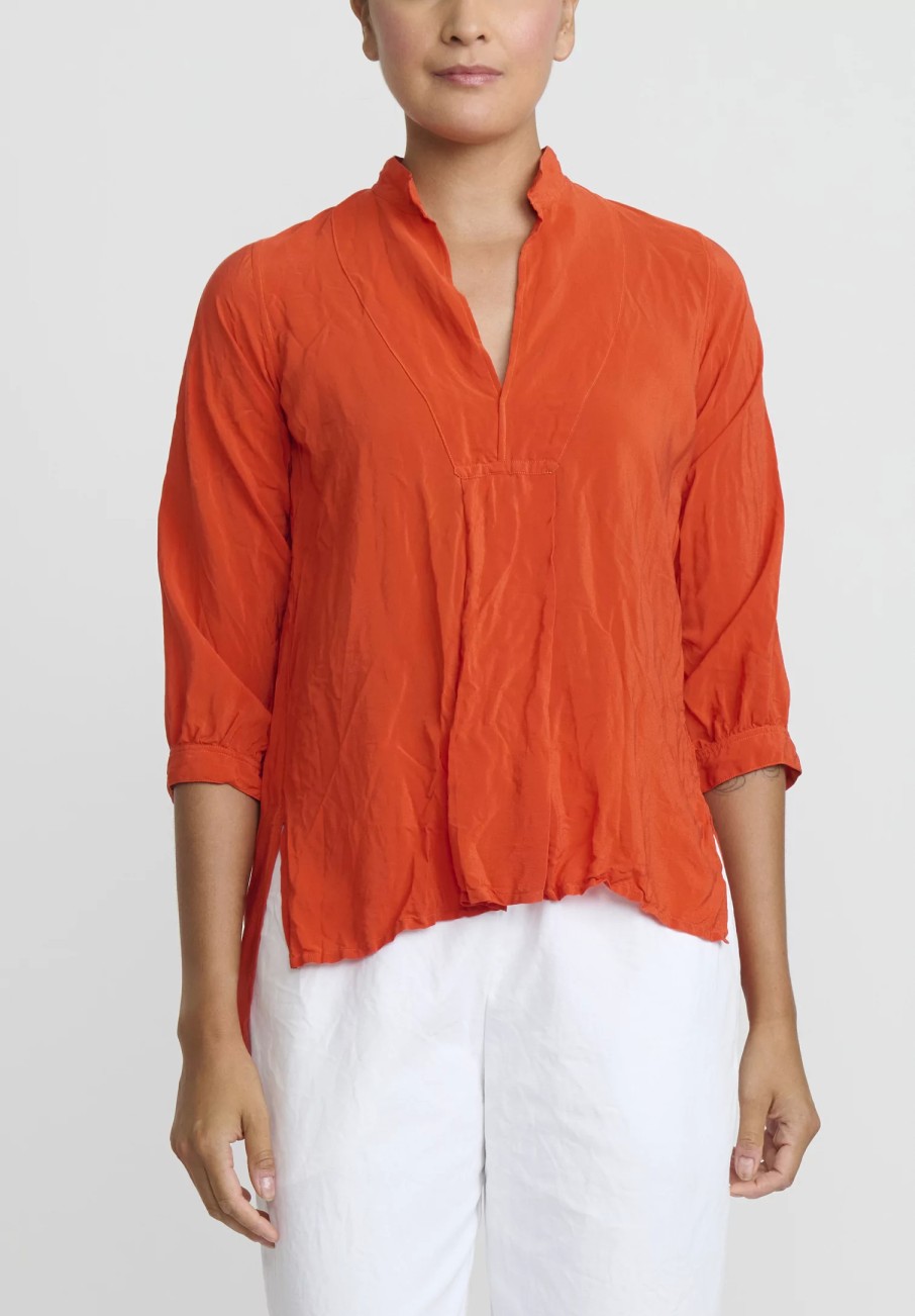 Daniela Gregis Shirts & Blouses | Washed Silk Pepe Kora Shirt In Orange