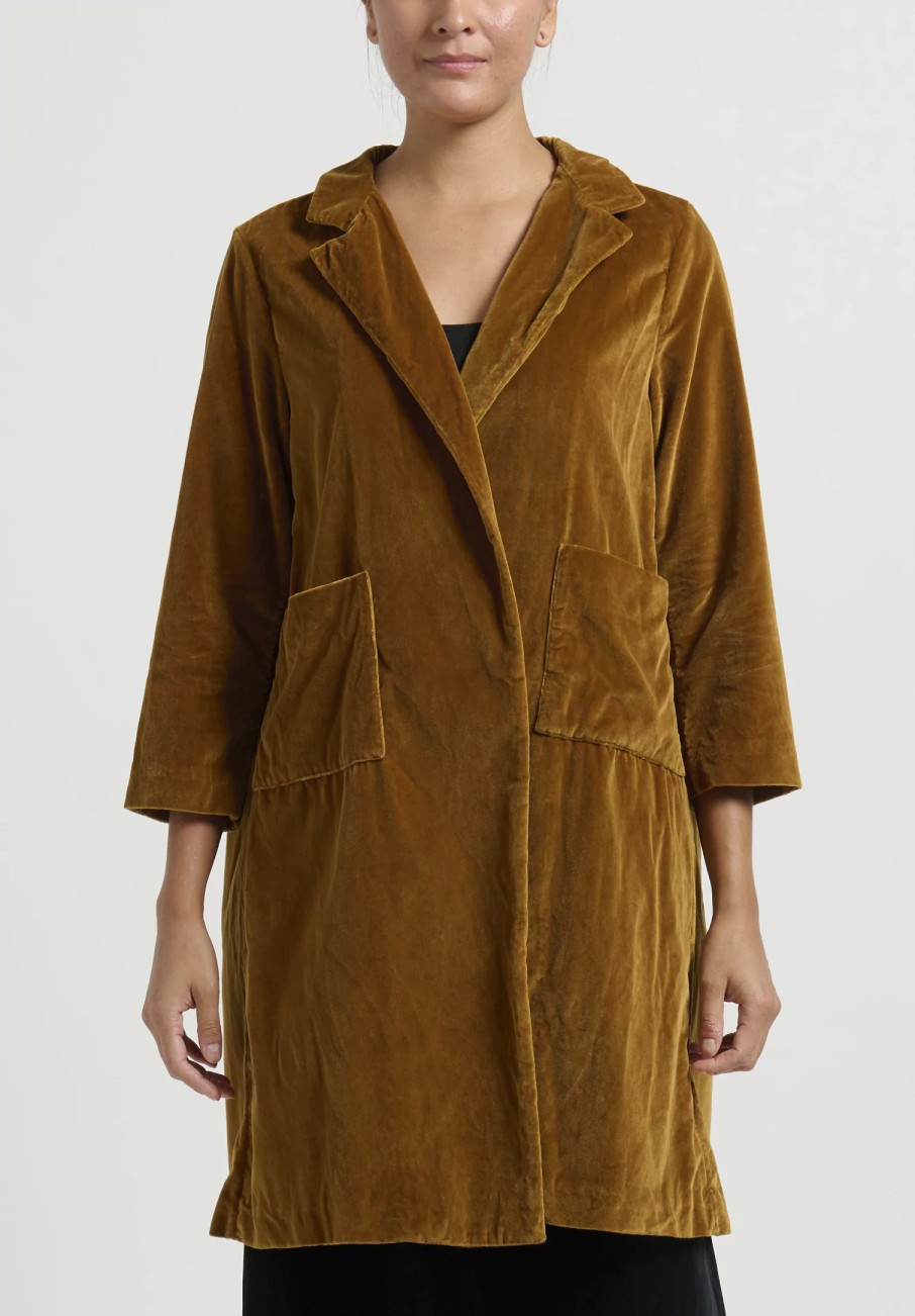 Daniela Gregis Coats & Dusters | Cotton Velvet Coat In Cannella Brown