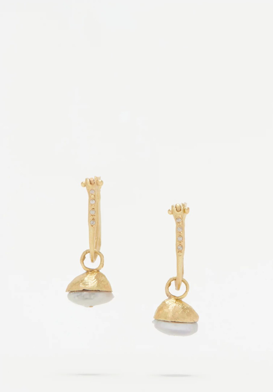 Tovi Farber Earrings | 18K, Pearl And Diamond Drop Hoop Earrings