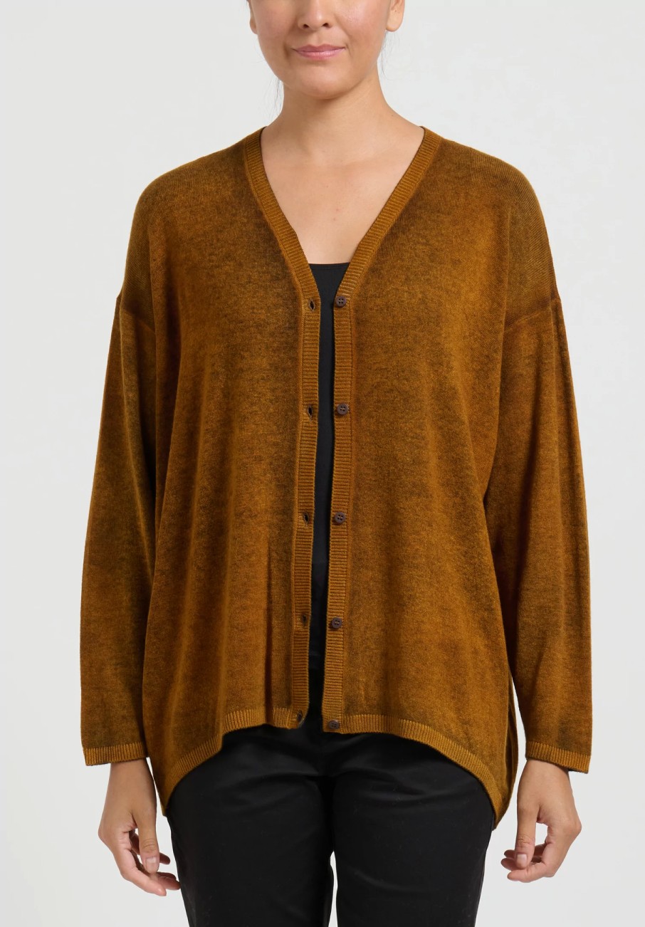 Avant Toi Knitwear | Hand-Painted Cashmere Cardigan In Nero Cantharellus Brown