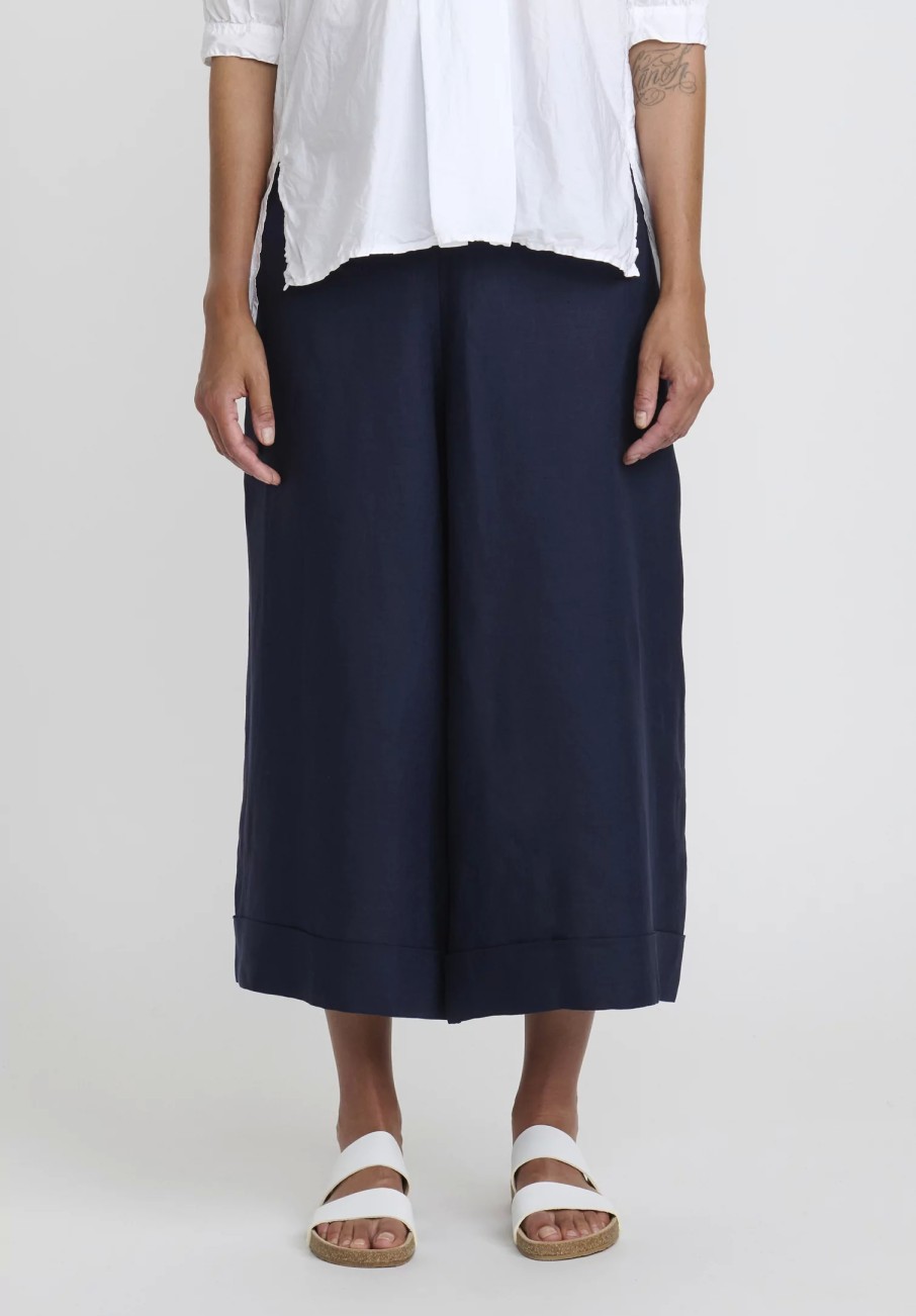 Daniela Gregis Pants | Linen Tognon Culotte Pants In Navy Blue