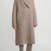 Boboutic Coats & Dusters | Felted, Knit Double Breasted Coat In Natural Brown Melange