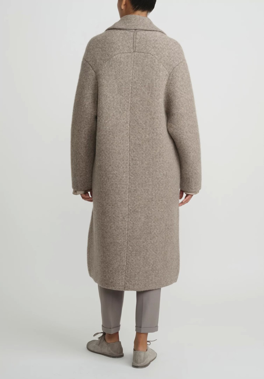 Boboutic Coats & Dusters | Felted, Knit Double Breasted Coat In Natural Brown Melange