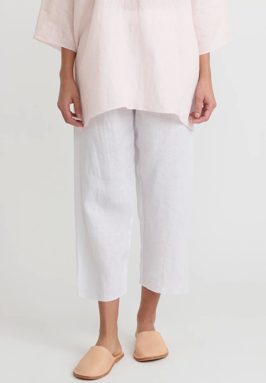 Shi Cashmere Pants | Shi Cropped Linen Pants In White