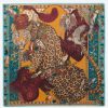 Sabina Savage Scarves & Shawls | Wool And Silk Leopard'S Bazaar Scarf In Teal Green & Turmeric Yellow