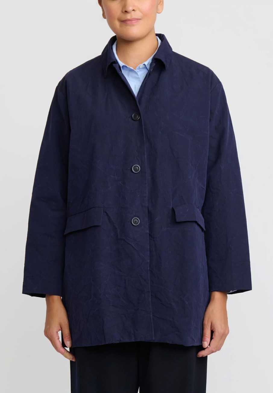 Casey Casey Jackets | Tough Cotton Ethal Jacket In Navy Blue