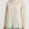 Péro Shirts & Blouses | Silk And Cotton Eyelet Shirt In Ivory White