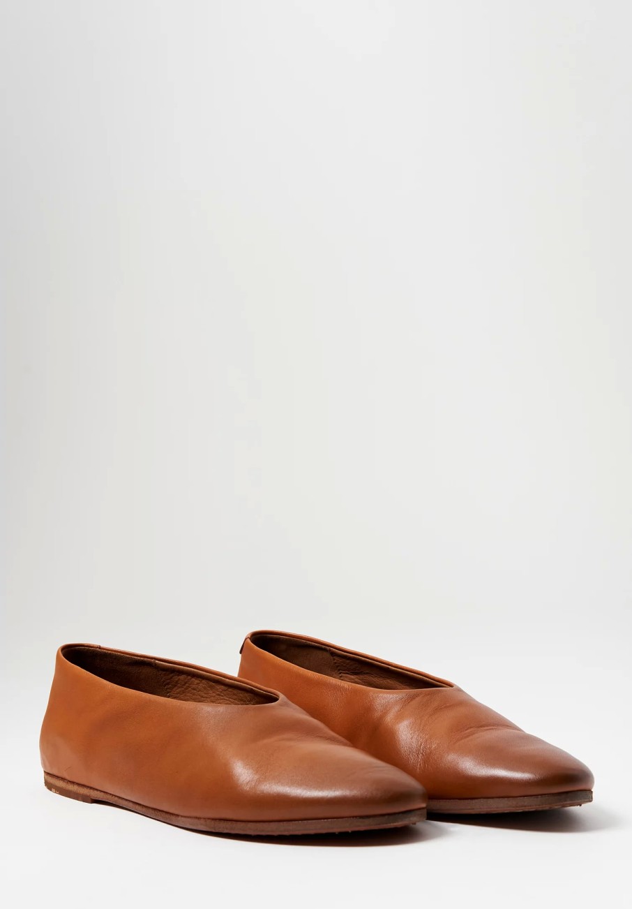 Marsèll Loafers & Slip-Ons | Leather Coltellaccio Ballerina Flat In Caramello Brown