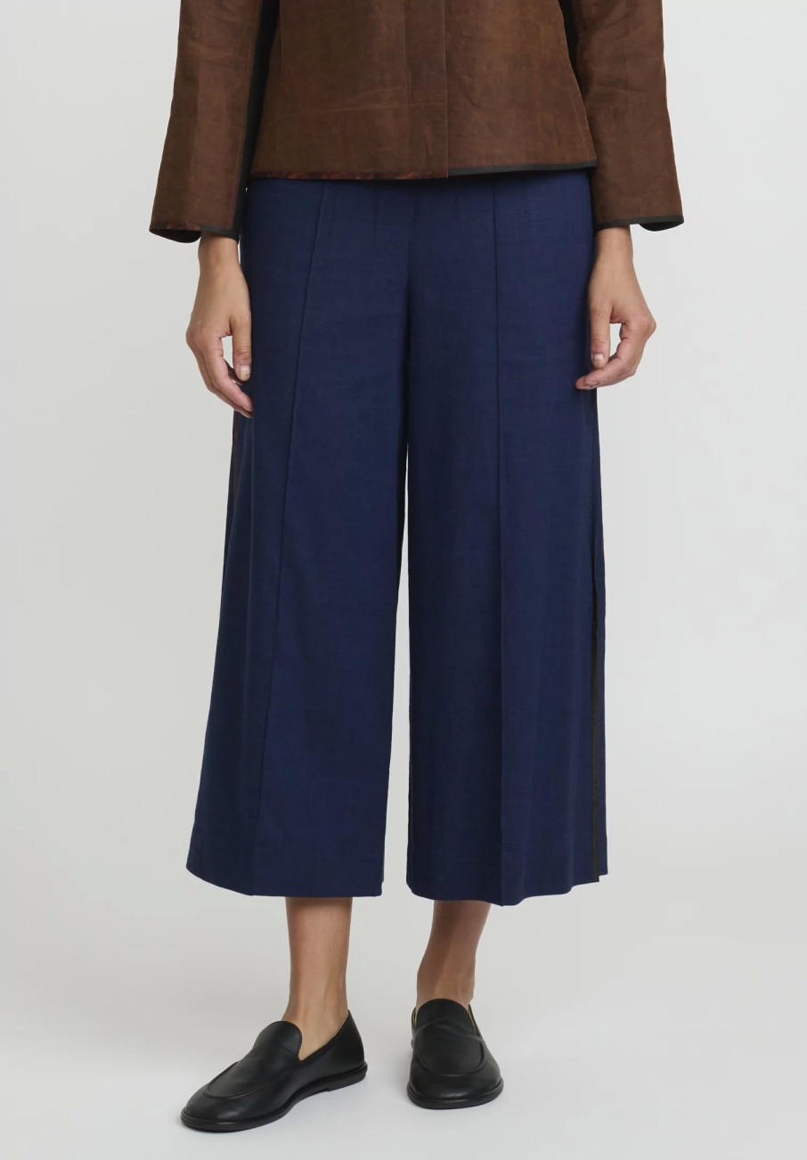 Sophie Hong Pants | Linen Culottes In Blue