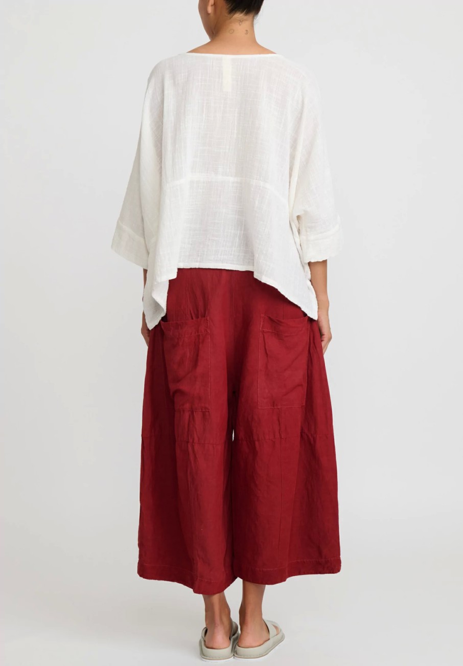 Gilda Midani Pants | Solid Linen And Silk Egg Pants In Barn Red