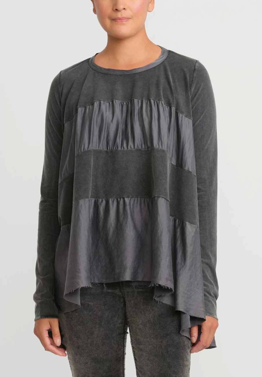 Uma Wang Tops | Stretch Cotton Tessa Flared Top In Dark Grey