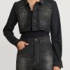 Rundholz Denim | Cotton Denim Cropped Jacket In Faded Black