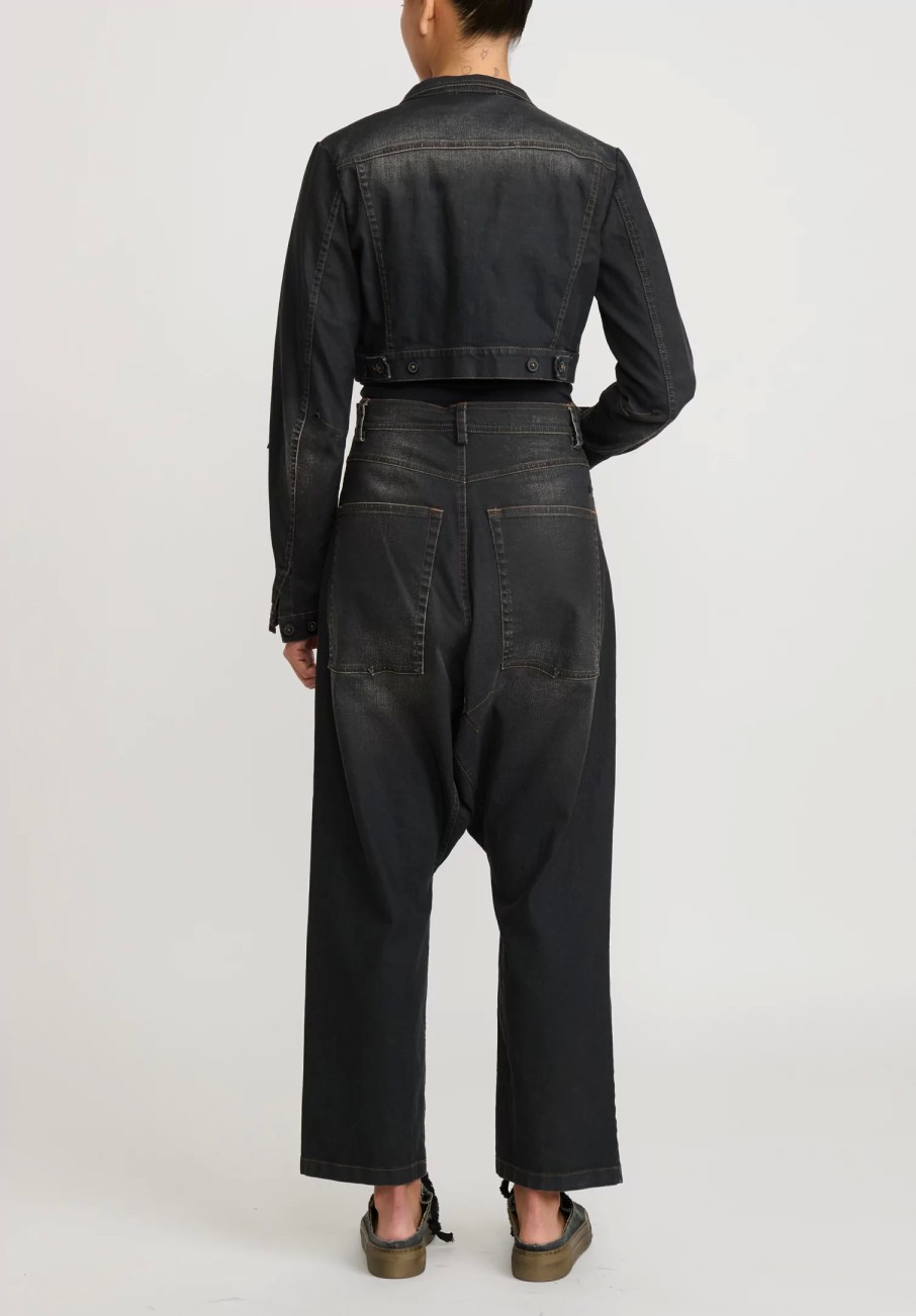 Rundholz Denim | Cotton Denim Cropped Jacket In Faded Black