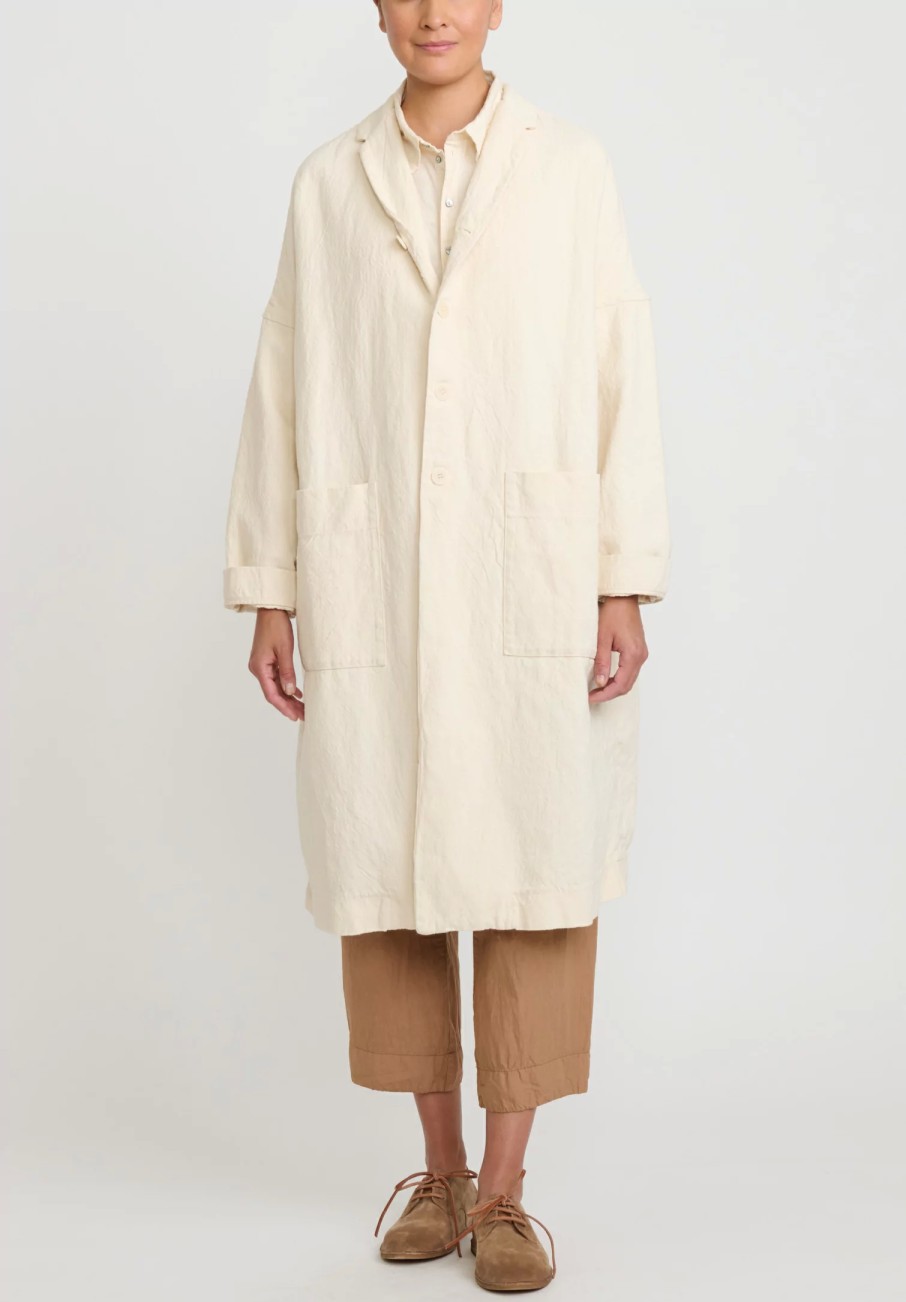 Album di Famiglia Coats & Dusters | Serie Numerata Cotton & Linen Loose Coat In Natural White