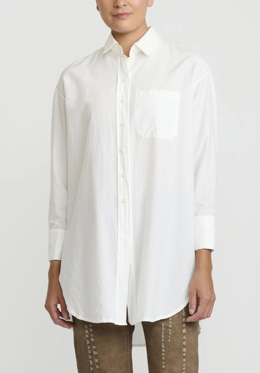 Umit Unal Shirts & Blouses | Cotton Long Asymmetric Side-Slit Shirt In Off White