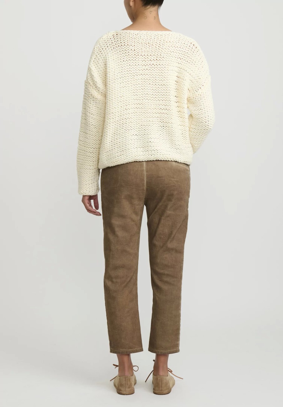 Umit Unal Knitwear | Hand Knit Wool Bow Knot Sweater In Cream