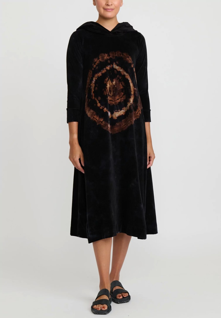 Gilda Midani Dresses | Pattern Dyed Hooded Maria Dress In Fire Ring