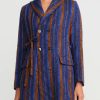 A Tentative Atelier Jackets | Virgin Wool Jacquard Matilda Joslyn Drape Jacket In Royal Blue & Gold