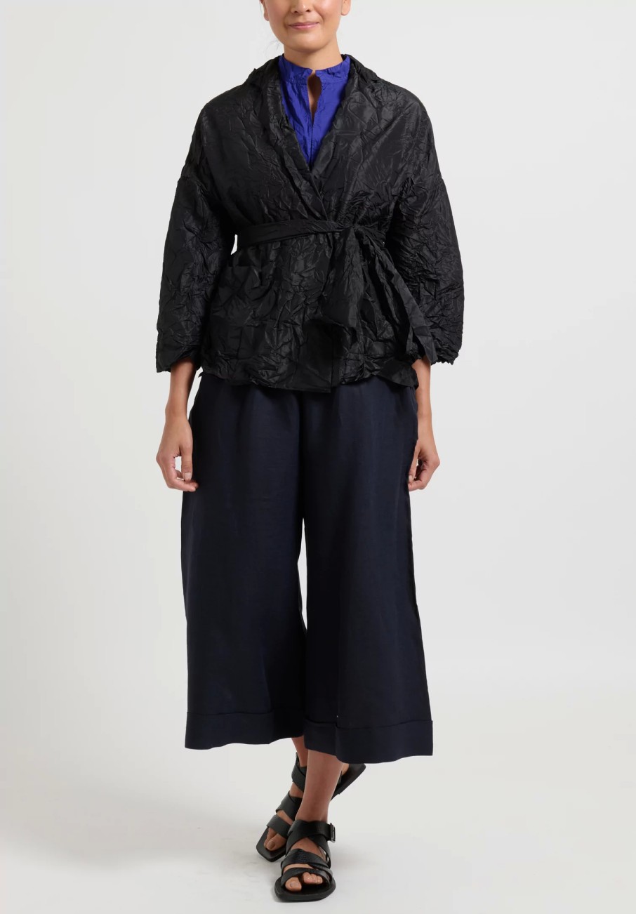 Daniela Gregis Jackets | Washed Silk Gladiolo Mirta Jacket In Black