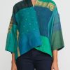 Mieko Mintz Jackets | 2-Layer Cotton & Silk Mini Kimono Jacket In Turquoise, Green & Gold