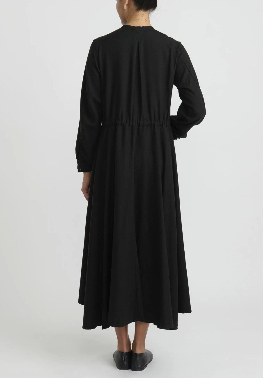 Kaval Dresses | Silk Nel Twill Long Shirt Dress In Black