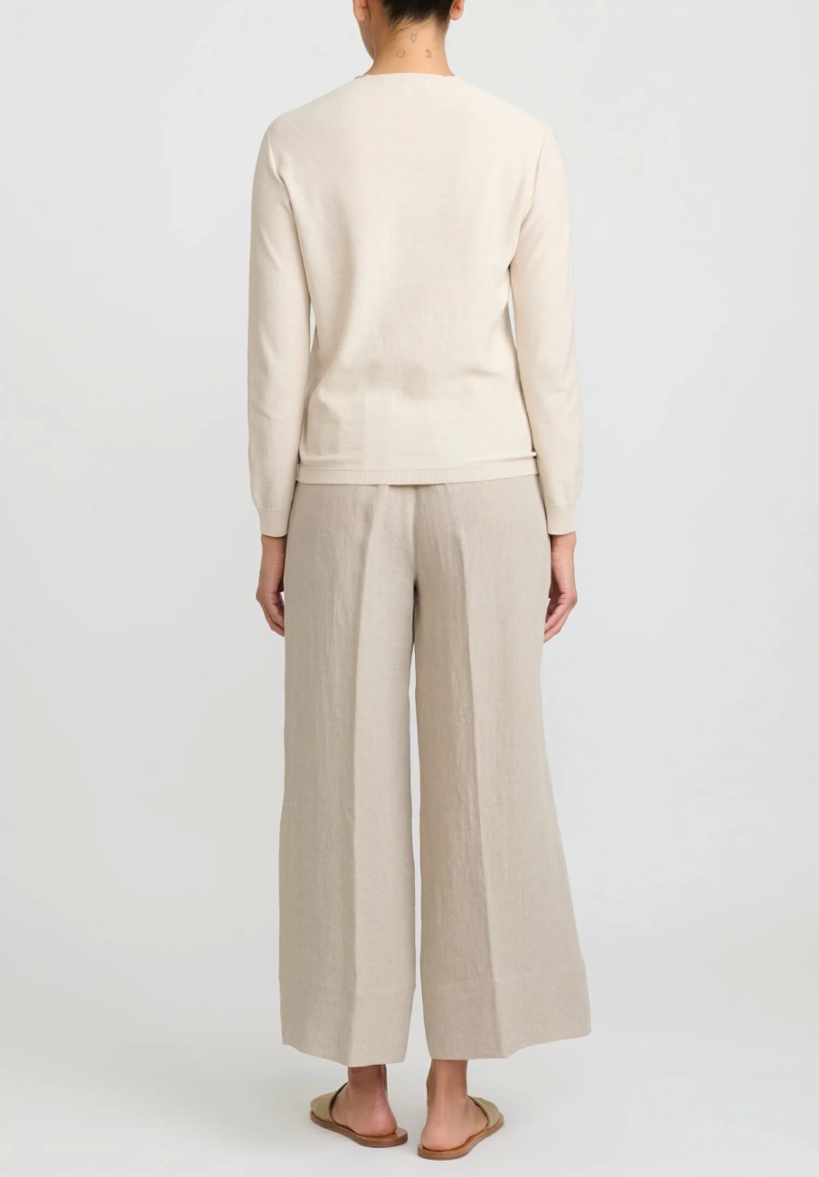 Antonelli Knitwear | Cotton Knit Einstein Pullover In Gesso Beige Natural