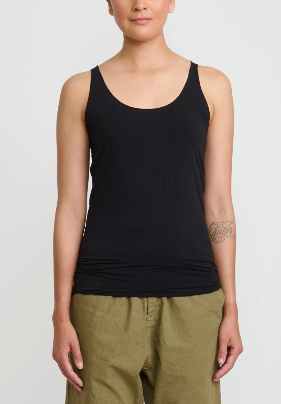 Album di Famiglia Tops | Cotton Canotta Tank Top In Black