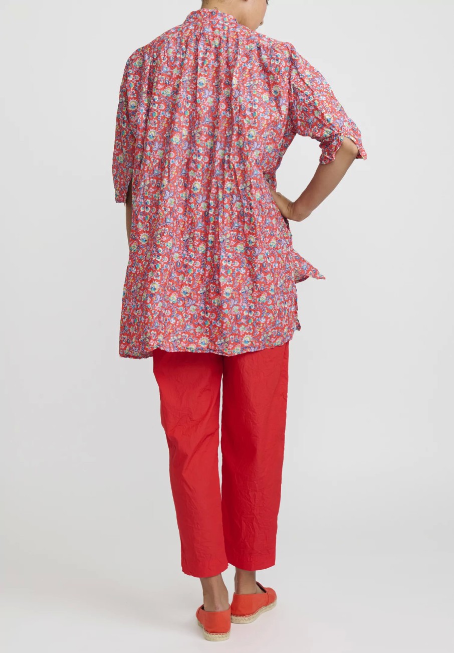 Daniela Gregis Tops | Washed Cotton Kora Top In Red Multicolor Floral