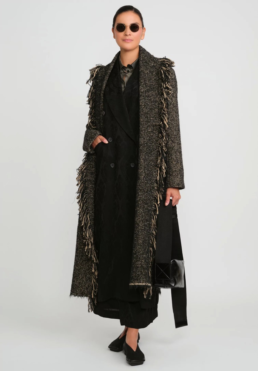 Uma Wang Decorative Coats | Double Breasted Jacquard Callie Coat In Black