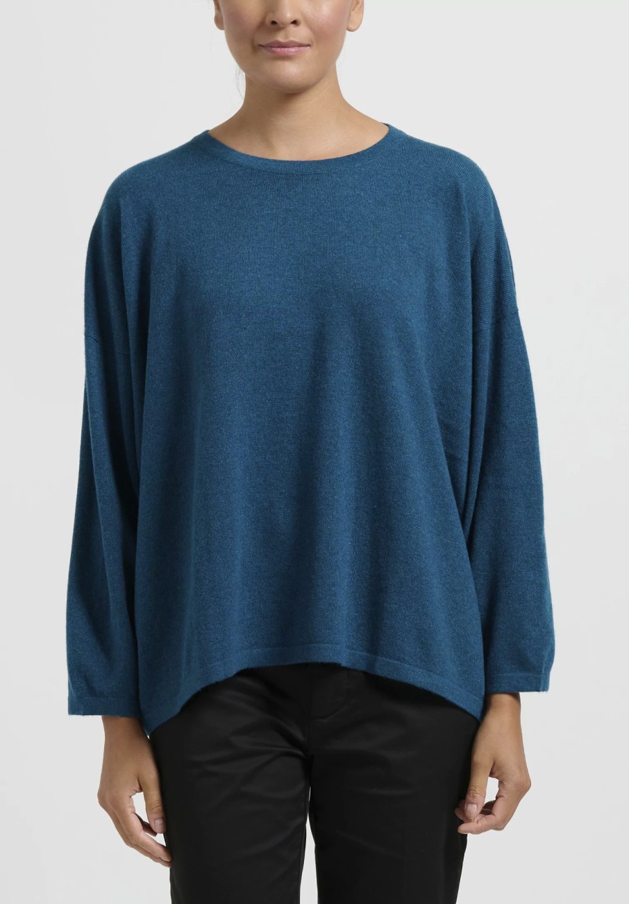 Hania New York Knitwear | Short Sasha Sweater In Alpine Blue