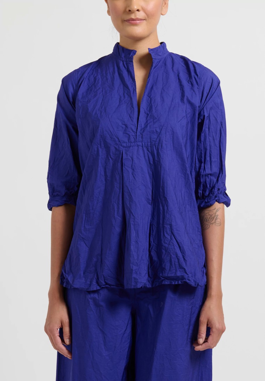 Daniela Gregis Tops | Washed Cotton Camicia Kora Top In Blu Inchiostro