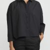 AODress Shirts & Blouses | Cotton Small Collar Pin Dot Shirt In Sumi Black