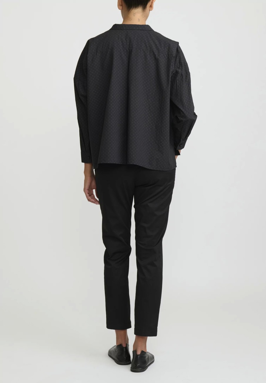 AODress Shirts & Blouses | Cotton Small Collar Pin Dot Shirt In Sumi Black