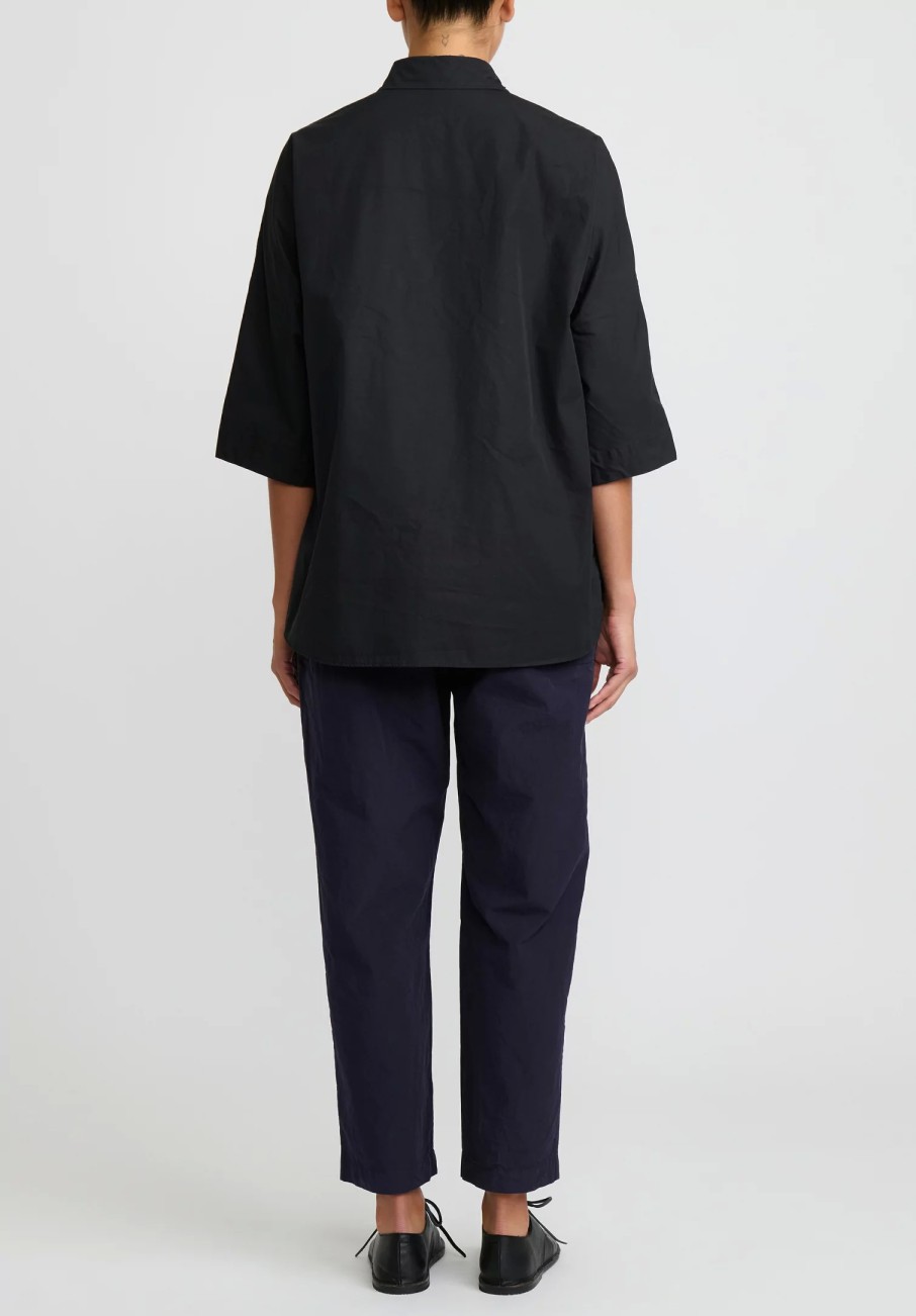 Casey Casey Shirts & Blouses | Cotton Waga Short Sleeve Shirt In Black