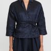 Daniela Gregis Jackets | Washed Silk Giacca Peonia Rossella Jacket In Navy Blue