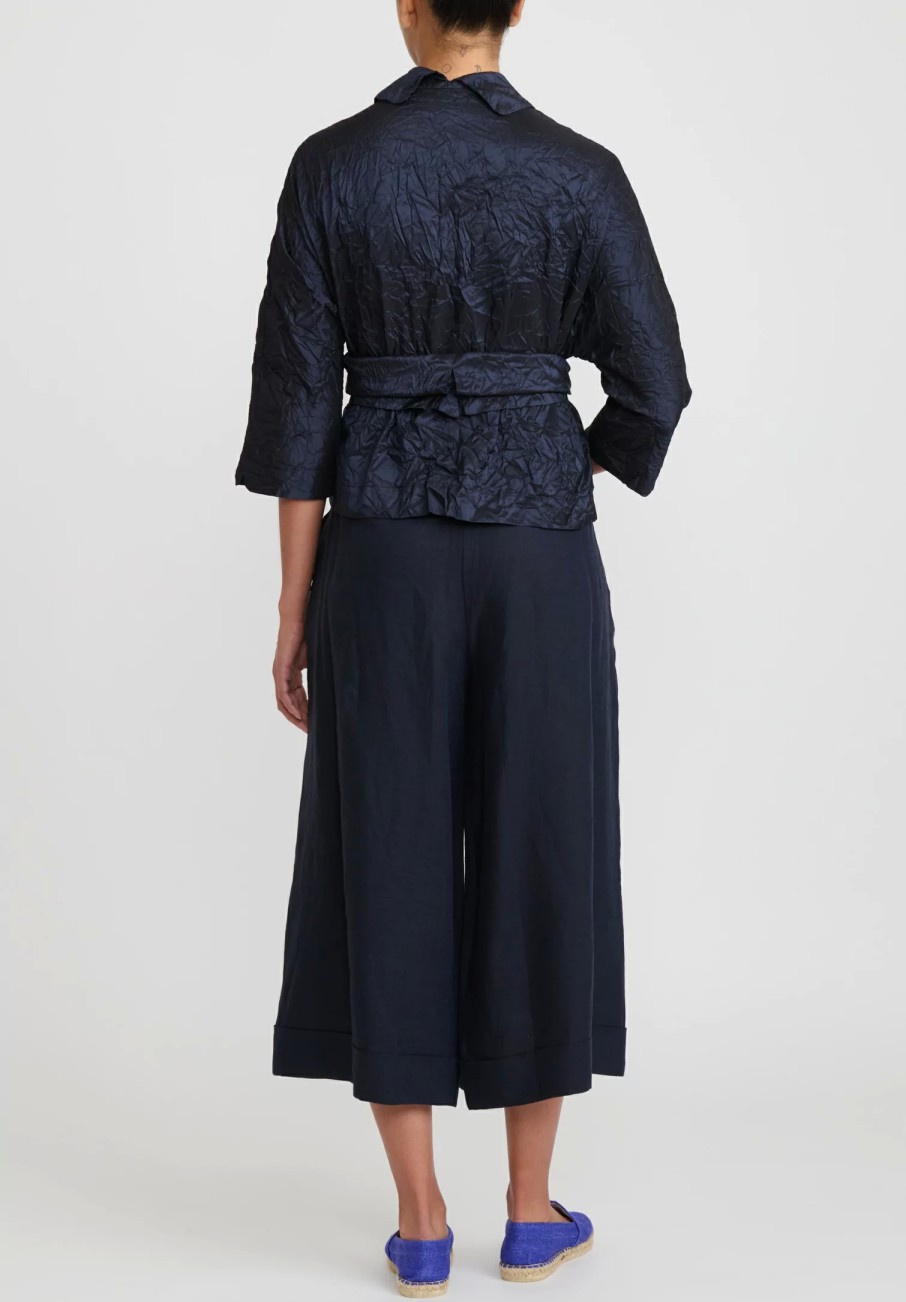 Daniela Gregis Jackets | Washed Silk Giacca Peonia Rossella Jacket In Navy Blue